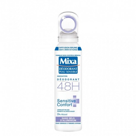 Mixa Déodorant Peau Sensible 48h Sensitive Confort Sans Sels d’Alluminium 150ml (lot de 4)