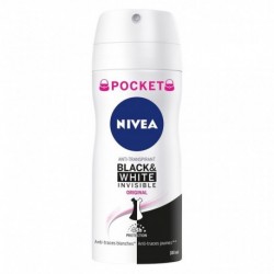 Nivea Anti-Transpirant Black & White Invisible Original 48h Protection Format Pocket 100ml (lot de 4)