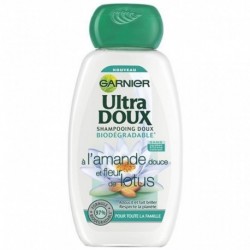 Garnier Ultra Doux Shampooing Doux Biodégradable à l’Amande Douce et Fleur de Lotus 250ml (lot de 4)