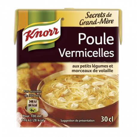 Knorr Secrets de Grand-mère Poule Vermicelles aux Petits Légumes et Morceaux de Volaille 30cl (lot de 6)