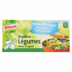 Knorr Bouillon Légumes Riche en Goût Moins 30% de Sel par 12 bouillons de 9,1g (lot de 6)