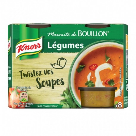 Knorr Marmite de Bouillon Légumes Twistez Vos Soupes par 8 Marmites 224g (lot de 4)