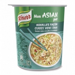 Knorr Mon Asian Pot Nouilles Façon Curry Vert Thaï Saveur Coco Crevettes et Coriandre 65g (lot de 4)