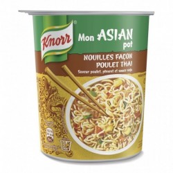 Knorr Mon Asian Pot Nouilles Façon Poulet Thaï Saveur Poulet Piment et Sauce Soja 65g (lot de 4)