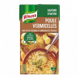 Knorr Saveurs d’Antan Poule Vermicelles aux Petits Légumes et Morceaux de Volaille 1L (lot de 4)