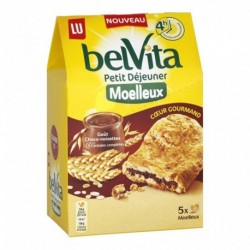 LU BelVita Petit Déjeuner Moelleux Coeur Gourmand Goût Choco-noisettes aux 5 Céréales Complètes 250g (lot de 6)