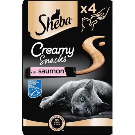 SHEBA Creamy snacks friandises au saumon pour chat adulte 48g