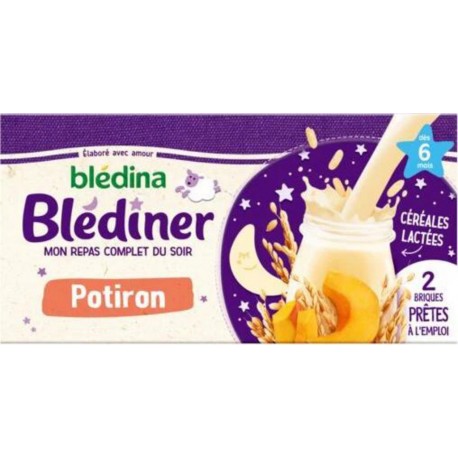 Blédina Blédiner Potiron Céréales Lactées (dès 6 mois) 2 briques de 250ml