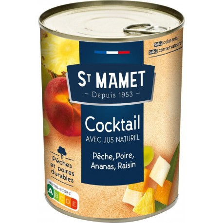 St Mamet Fruits au sirop Cocktail Pêche Poire Ananas Raison avec jus naturel 250g (lot de 3)