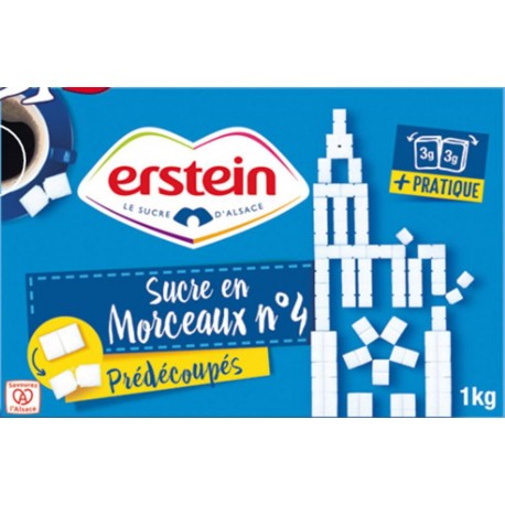 Erstein Sucre en Morceaux n°4 Prédécoupés 1Kg (lot de 3)