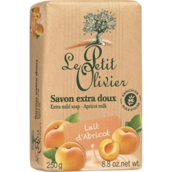 Le Petit Olivier Savon Extra Doux Enrichi en Huile d’Olive Parfum Lait d’Abricot 250g (lot de 6)