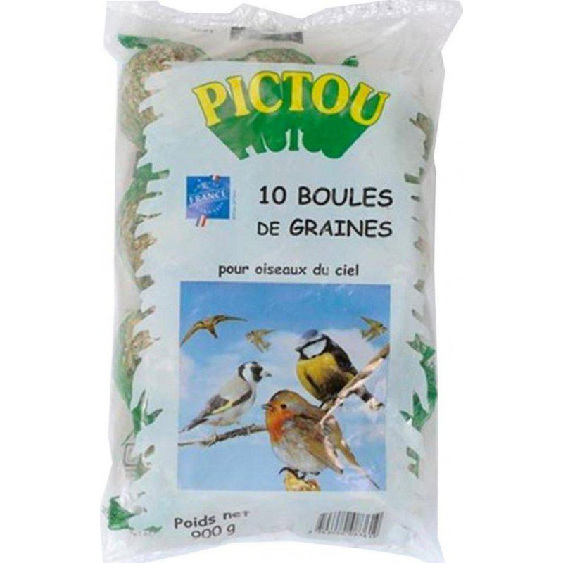 Pictou Boules De Graines Pour Oiseaux Du Ciel x10 900g (lot de 6 sacs de 10  boules) 