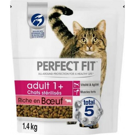 Perfect Fit Total 5 Croquettes Chats Stérilisés Adult 1+ Boeuf 1,4Kg (lot de 6)