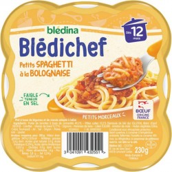 Blédina Blédichef Petits Spaghetti à la Bolognaise (dès 12 mois) l’assiette de 230g (lot de 8)