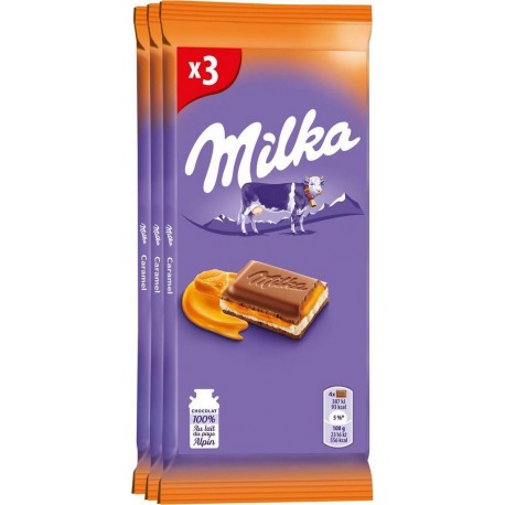 Milka Tablette Chocolat au Lait et Caramel 3x100g TRIPACK 300g