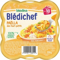 Blédina Blédichef Paëlla des Tout-Petits (dès 18 mois) l’assiette de 250g (lot de 8)