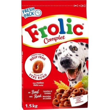 Frolic Complet Croquettes Chiens Boeuf Carottes Céréales 1,5Kg (lot de 3)