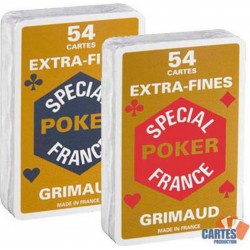 Grimaud Cartouche Grimaud Spécial Poker Extrafines - Jeu de 54 cartes cartonnées plastifiées - format bridge