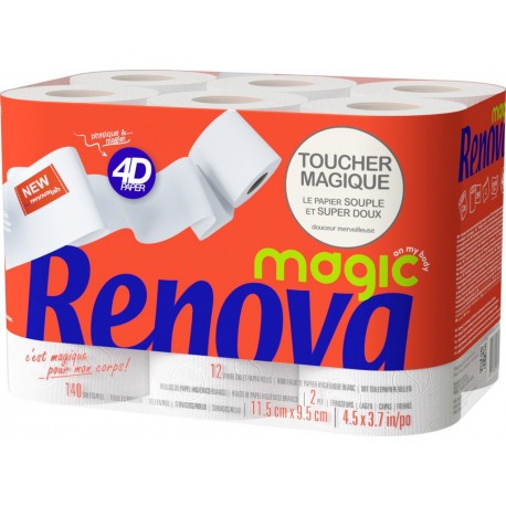 Renova Papier toilette Magic 4D x12 (lot de 3 soit 36 rouleaux)