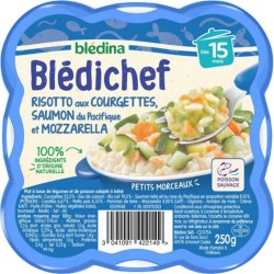 Blédina Blédichef Risotto aux Courgettes Saumon du Pacifique et Mozzarella (dès 15 mois) l’assiette de 250g (lot de 8)