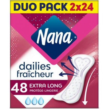 Nana Protège lingerie Extra long x24 DUO PACK (lot de 2 soit 48 serviettes) boîte 24