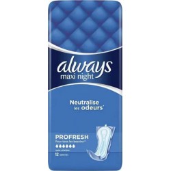 Always Serviettes hygiéniques PROFRESH Maxi Night x12