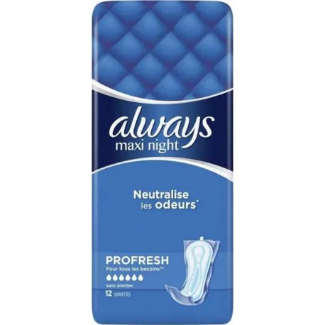 Always Serviettes hygiéniques PROFRESH Maxi Night x12