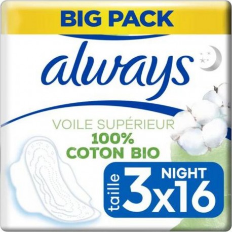 Always Serviettes hygiéniques Cotton x16 paquet 16