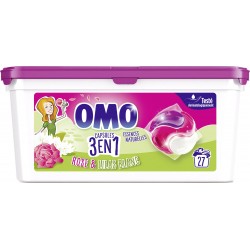 OMO Lessive capsules 3en1 rose & lilas blanc x27