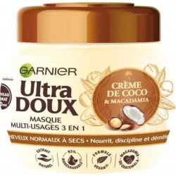 GARNIER ULTRA DOUX Masque Cheveux Multi-Usages 3 en 1 Cheveux Normaux Crème Coco & Macadamia 320g