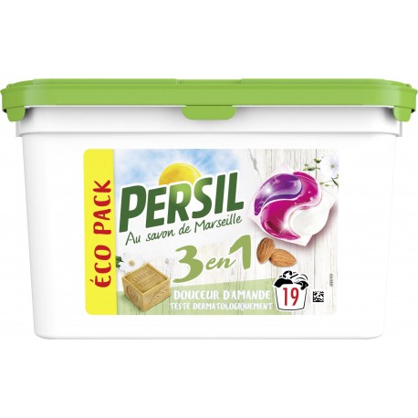 Persil Lessive capsules 3-en-1 Douceur d’Amande au Savon de Marseille ECOPACK x19 (lot de 2)