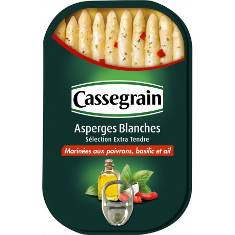 CASSEGRAIN ASPERGES BLANCHES Marinées aux poivrons, basilic et ail 130g