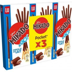 LU Mikado Biscuit Pocket Chocolat au Lait 39g (lot de 3)