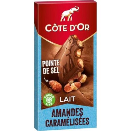 COTE D'OR Chocolat au lait à la pointe de sel et aux amandes caramélisées 180g