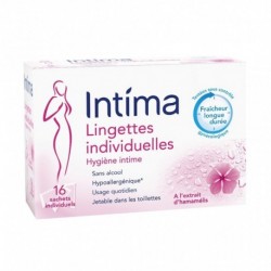 Intima Lingettes Individuelles Hygiène Intime à l’Extrait d’Hamamélis x16 (lot de 4)