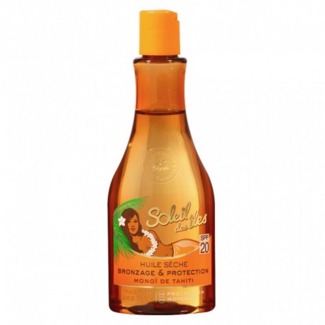 Soleil Des Îles Huile Sèche Bronzage & Protection SPF 20 Monoï de Tahiti Parfum des Îles 150ml (lot de 2)