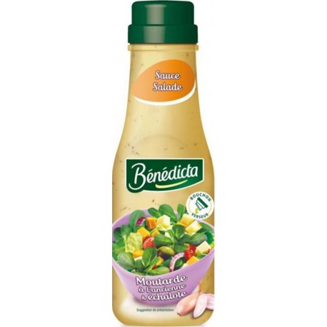 Bénédicta Sauce Salade Moutarde à l’Ancienne & Échalote avec Bouchon Verseur 290g (lot de 6)