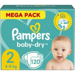 Pampers Couches Baby dry T2 4-8Kg MEGA PACK x120