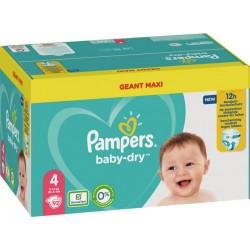 Pampers Couches Baby Dry Géant Maxi T4 9-14Kg x92