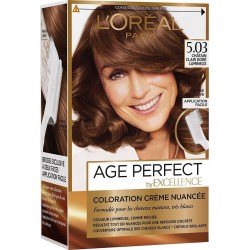 L'Oréal Paris Coloration Permanente Exellence Age Perfect 5.03 Cheveux Matures ou Tres Blancs – Chatain Clair Doré