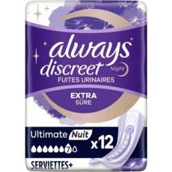 Always Serviettes fuites urinaires discreet night x12 paquet 12