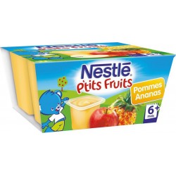 Nestlé P’tit Fruits Pommes Ananas (+6 mois) par 4 pots de 100g (lot de 8 soit 32 pots)