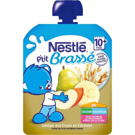 Nestlé P’tit Brassé Laitage Pomme Poire (+ 10 mois) par 4 gourdes de 90g (lot de 2 soit 8 gourdes)