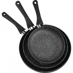 ESSENTIELB Batterie de cuisine 3 poeles Pietra black