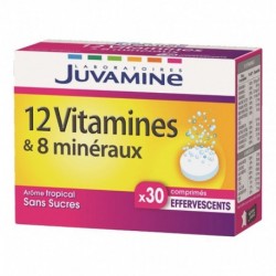 Juvamine 12 Vitamines & 8 Minéraux Arôme Tropical Sans Sucres (lot de 2)