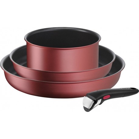 TEFAL Batterie de cuisine Ingenio Daily Chef Rouge surprise 4 pcs