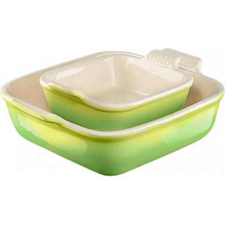 LE CREUSET Plat au four 2 plats carres en ceramique 13-20cm Palm