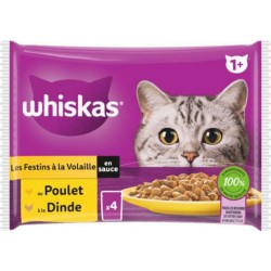 Whiskas Les festins à la volaille en sauce pour chat adulte 2 variétés x 4 4 x 85g