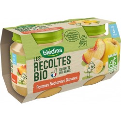 Blédina Les Récoltes Bio Pommes Nectarines Bananes (dès 6 mois) par 2 pots de 130g (lot de 8)