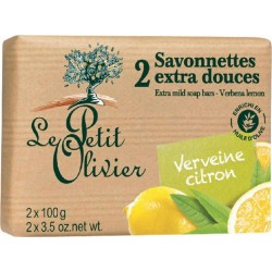 Le Petit Olivier Savonnettes Extra Douces 100g x2 Parfum Verveine Citron (lot de 6 soit 12 savonnettes)
